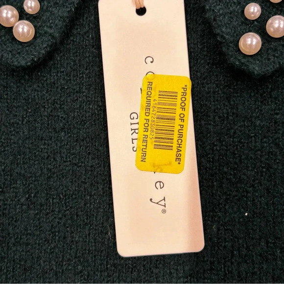 NWT Copper Key Girl Youth XL Green Sweater‎ w/ Pearl Accents on Collar - Picture 5 of 6
